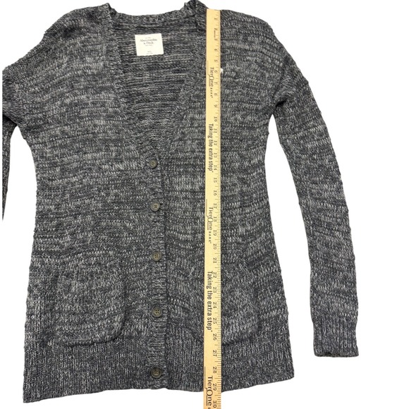 Abercrombie Fitch Marled Grey Knit Button Front‎ Cardigan Sweater Womens M L - Picture 5 of 7
